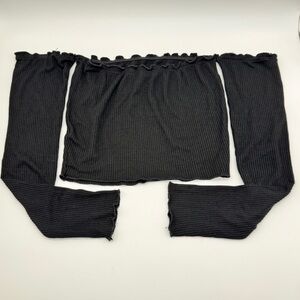 Forever 21 Black Off-Shoulder Ribbed Tube Top with Attached Sleeves